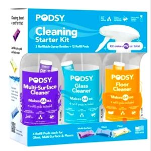 NWT - PODSY CLEANING STARTER KIT REFILLABLE TOTAL HOME CLEAN
